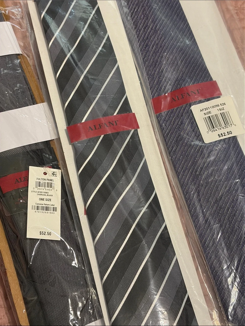 Alfani set of 3 Black & Silver Striped Men's Ties